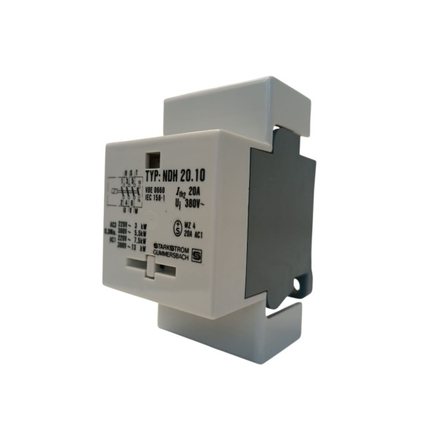 Contactor tripolar cuadrado d ndh2010380, bobina 20a, 380v, 50/60hz, con contacto auxiliar no